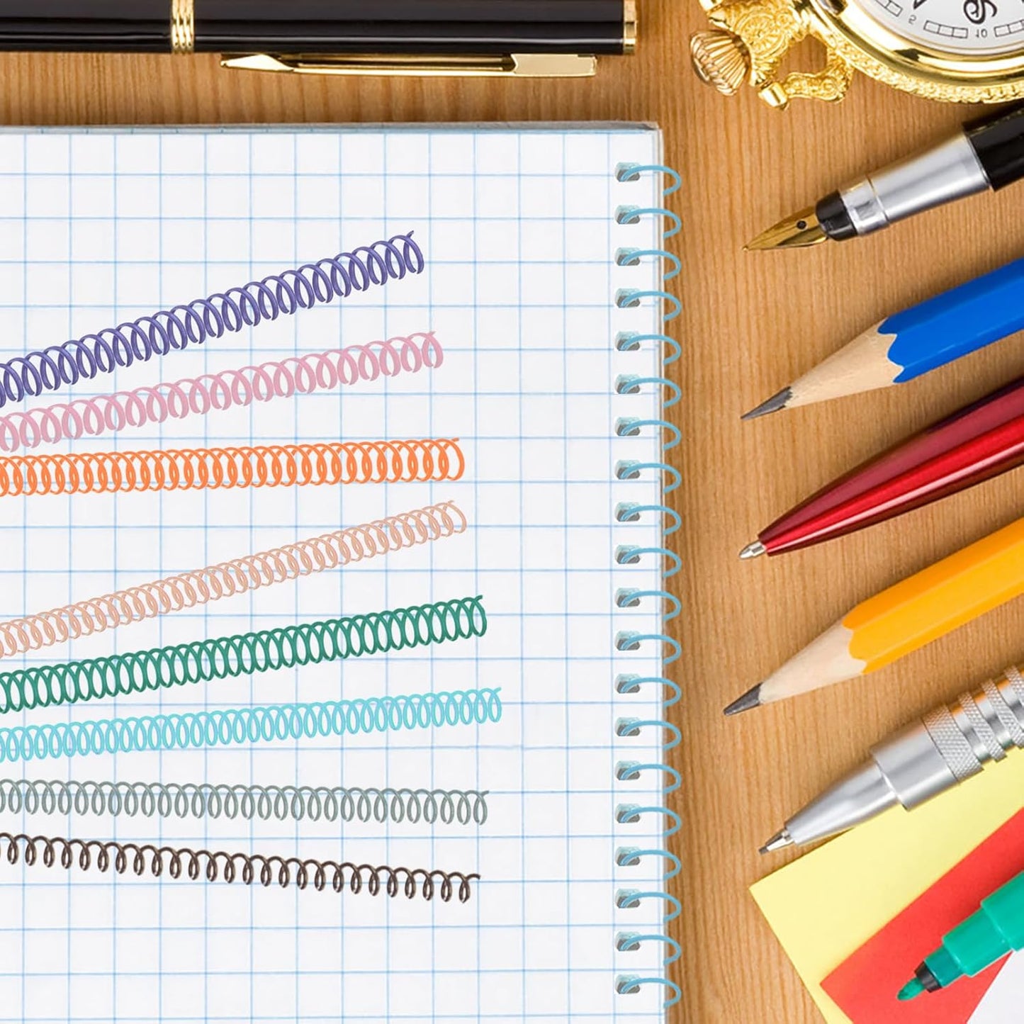 120 Pack Plastic Spiral Binding Coils Binder Binding Spirals Rings Multi Size Spiral Binding Wire Combs Spines Coils, 4:1 Pitch (Pastel Color, 1/4 Inch)