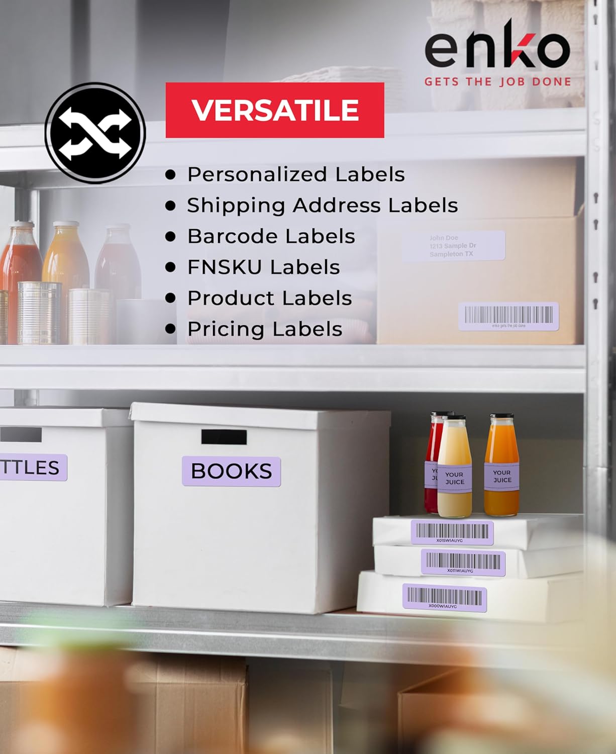 enKo [6 Rolls, 2100 Labels] Address, Shipping & Barcode Labels 30252 - Lavender (1-1/8" x 3-1/2") Compatible for Dymo LabelWriter