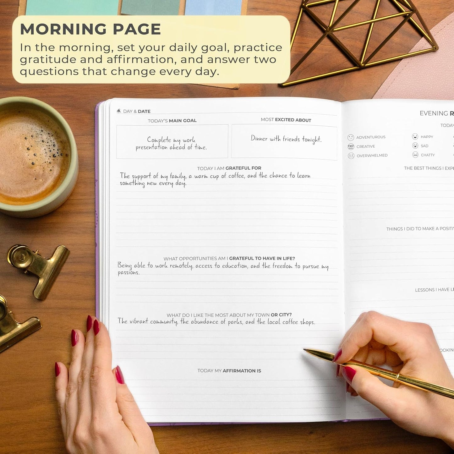 Clever Fox Gratitude Journal Large – Happiness, Positivity & Affirmation Journal – Inspirational Daily Notebook, 3 Months, 8.3x11” (Lavender)