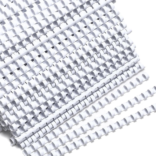 Maitys 300 Pcs Plastic Binding Combs Bulk 19 Ring Comb Spines Letter Size Spiral Binding for Notebook Calendar Picture (1/2 Inch,White)