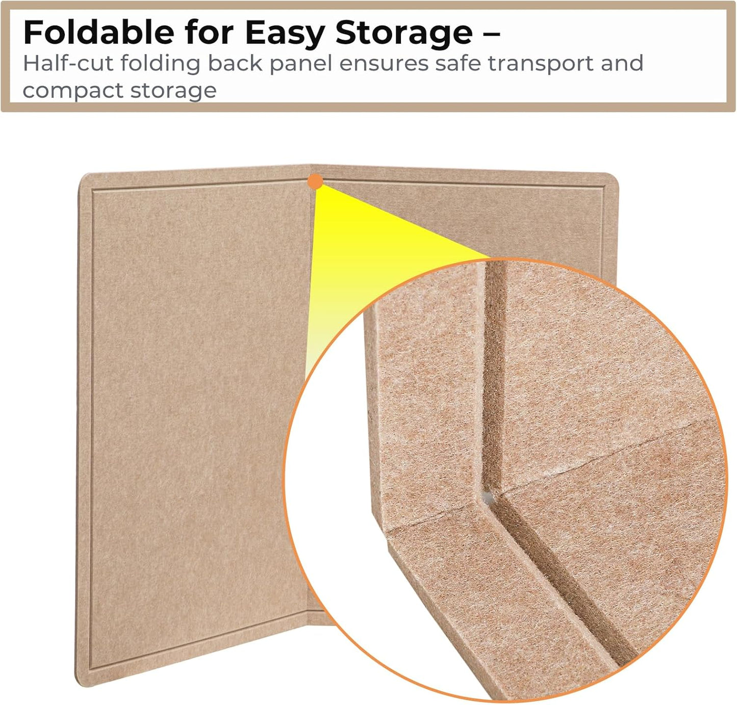 Foldable Large Felt Bulletin Board for Wall 48"x 36", Decorative Picture Framed Display Board with Self-Adhesive Tape for School, Home, Kitchen & Office Walls, Includes 30 Pins, Oatmeal