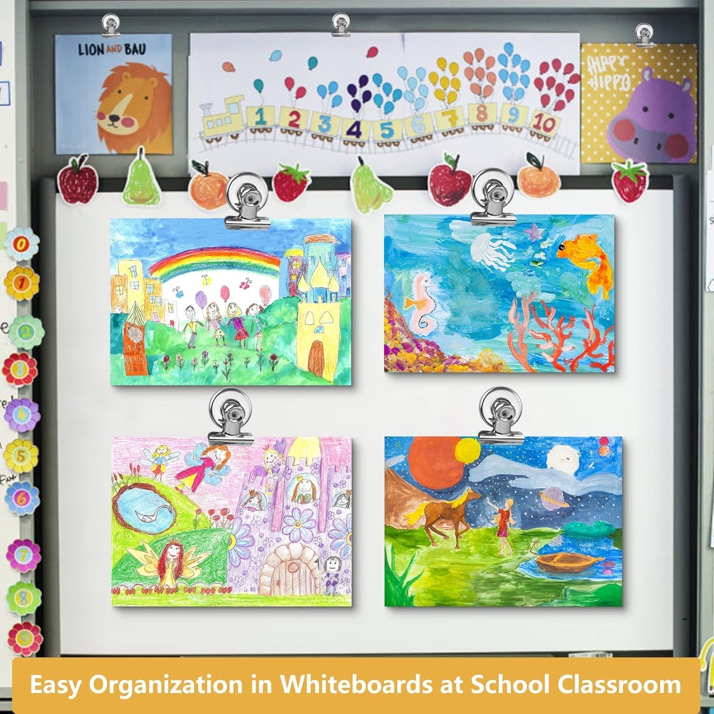 VNDUEEY 20 Pack Silver Magnetic Clips for Refrigerator, Strong Fridge Magnets Heavy Duty Magnet Clips Whiteboard Magnets, Magnetic Clips for Home School Office