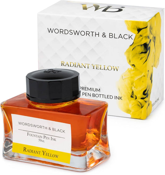 Wordsworth and Black Fountain Pen Ink Bottle (50 ml) Premium Luxury Edition, [Yellow] Fountain Pens Bottled Ink; Classic Designed Bottle Smooth Flow 50 ml