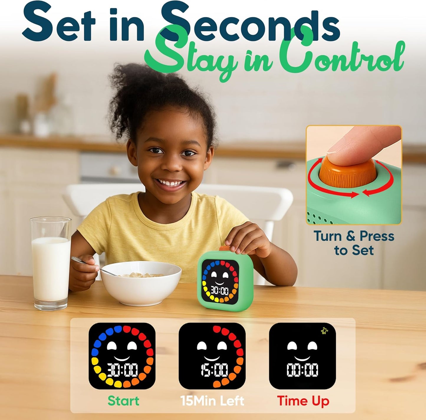 Digital Visual Timer for Kids - Rechargeable 99 Min Timer - Focus & Smoother Routines - Visual Timer for Classroom, ADHD Autism Toddler Support - Daily Use at Home, Therapy or School