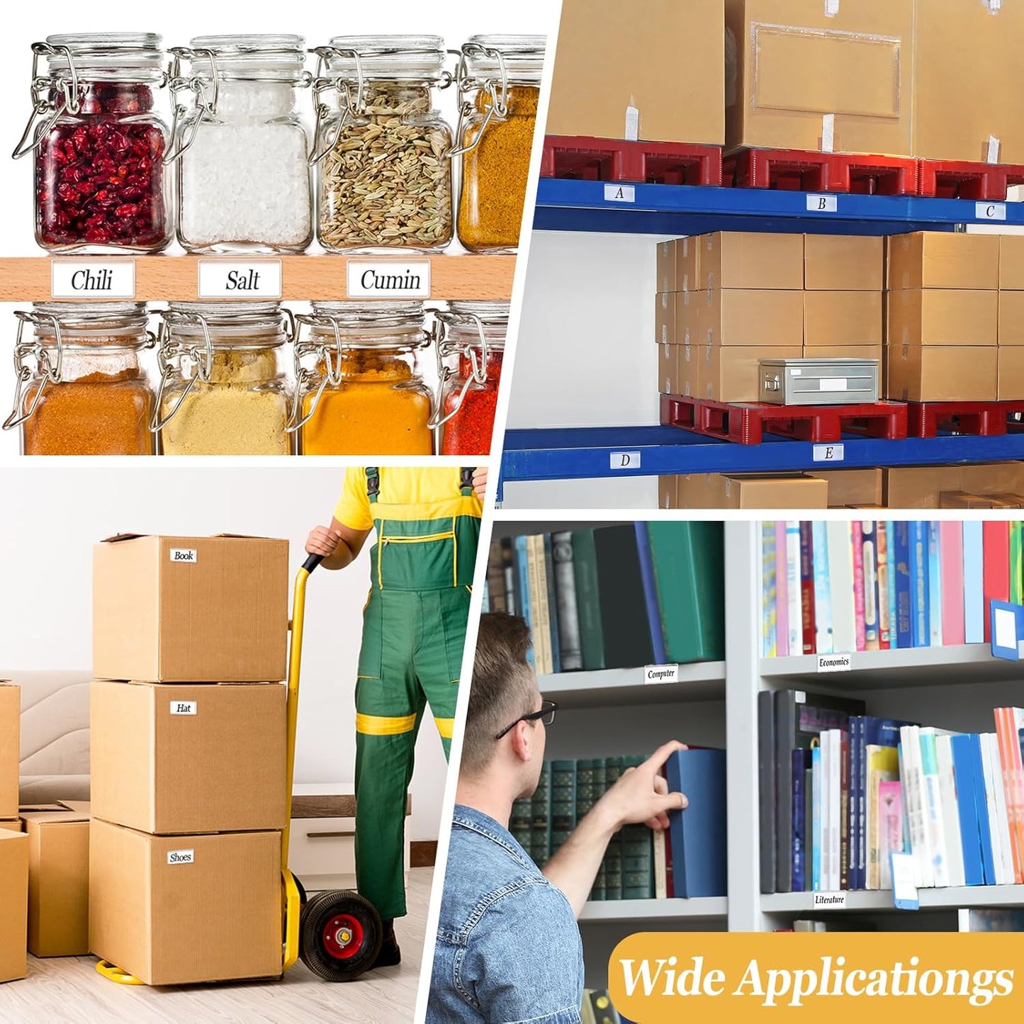 Jeyiour 200 Pcs Label Holders Adhesive Nameplate Pockets Storage Bin Labels Index Card Holder Shelf Plastic Peel Stick for Classroom Supermarket Bookshelf Library Student Box Drawer (2 x 1 Inch)