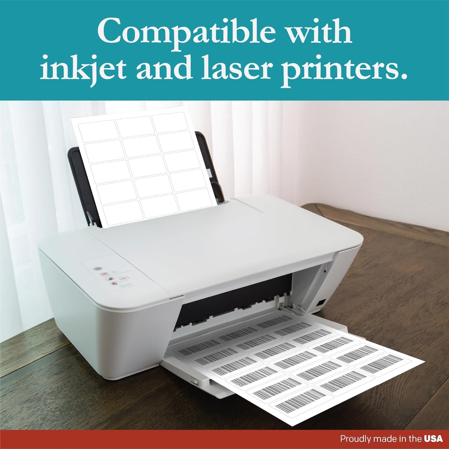 Premium Label Supply White Sticker Rectangle Labels – 2.5" x 1.563" – Laser/Inkjet Compatible – (18 per Sheet), 500 Sheets – 9,000 Total Adhesive Labels