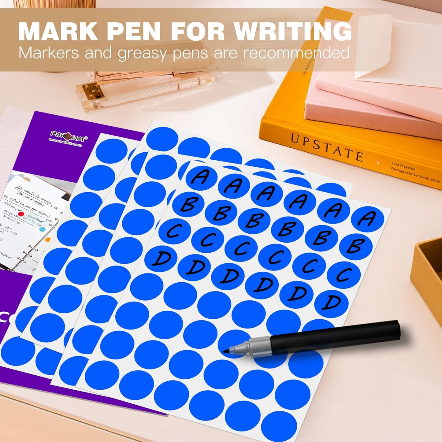 PARLAIM 1 inch Round Blue Dot Sticker,720PCS Permanent Adhesive Color Code Circle Sticker Labels for Office Classroom Garage Sale