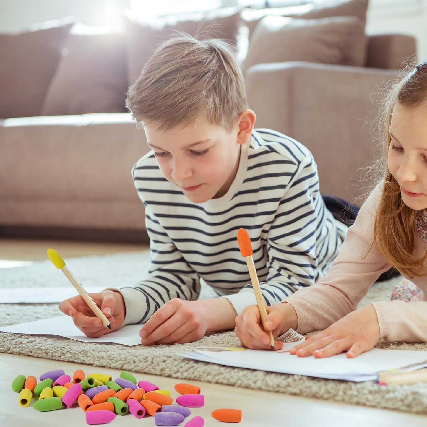 400 Pack Pencil Eraser Caps Latex Free Pencil Pencil Eraser Toppers, Round Arrowhead Caps Erasers School Erasers for School Supplies for Teachers, Assorted Color (Deep Color)