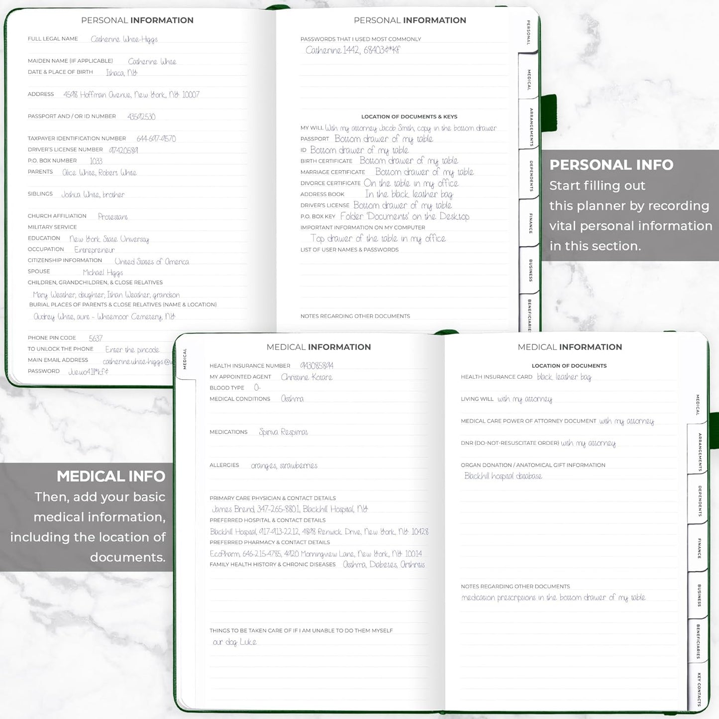 Clever Fox Large End of Life Planner – Guided Final Arrangements Organizer Notebook for Instructions, Beneficiary Info, Will Preparation, Last Wishes & Funeral Planning – 8.5" x 11" (Dark Green)