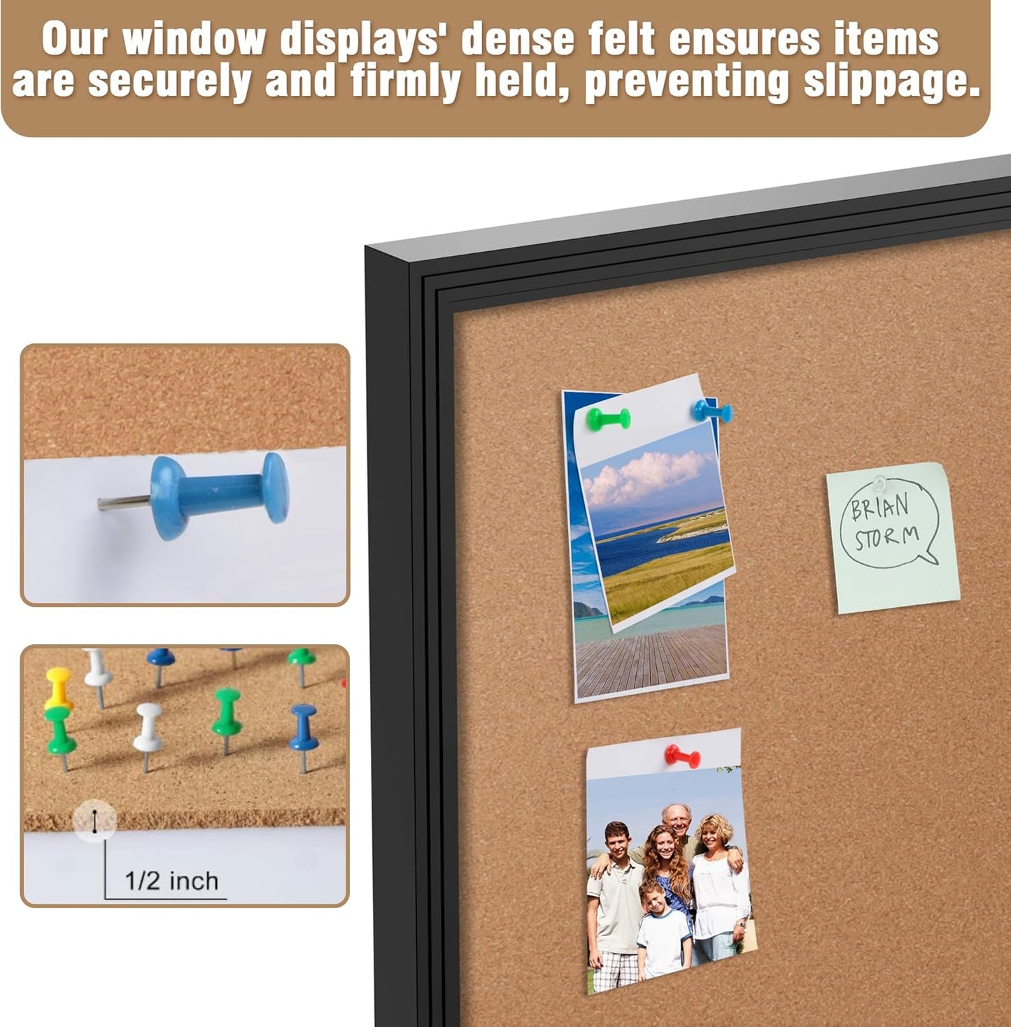 26"x20" Enclosed Bulletin Board, Outdoor Lockable Weather-Resistant Aluminum Cork Noticeboard for School & Office, Silver Frame w/Black Flet
