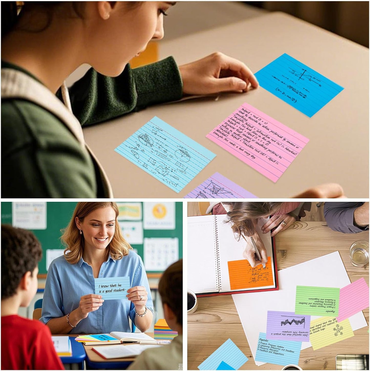 Koogel Index Cards 3x5, 300 Count, Colored Flash Card Lined Ruled on Both Side, Heavyweight Notecards for Back to School Studying Learning College Office Home Taking Notes Supplies, 8 Assorted Colors