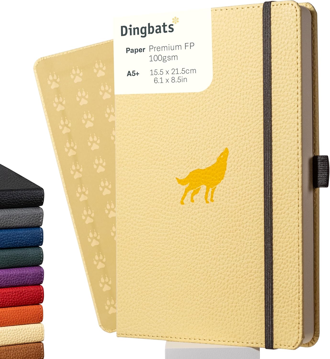 Dingbats* Wildlife Plain Writing Journal Notebook A5 - Vegan Leather Hardcover - Ideal for Work, Travel - Pocket, Elastic Closure, & Bookmark