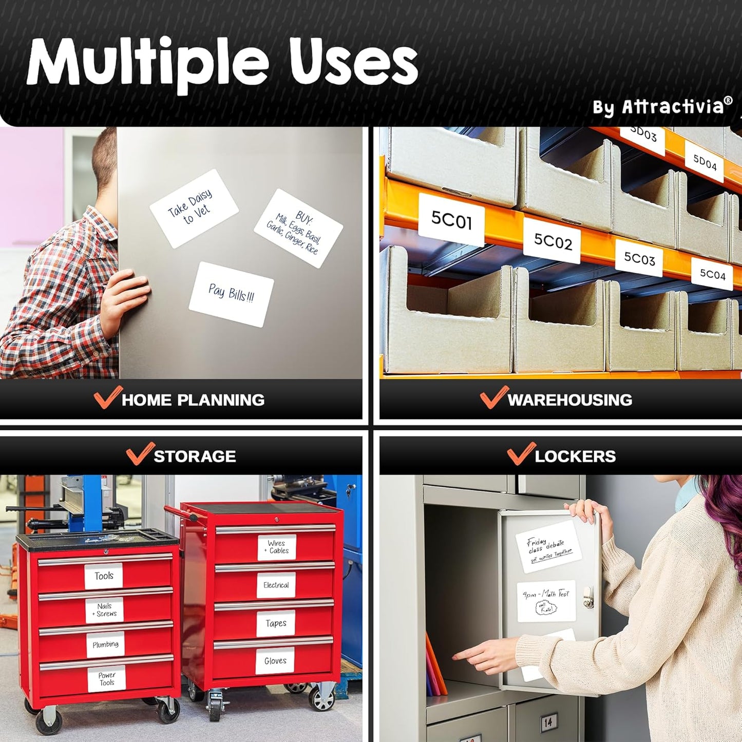 Dry Erase Magnetic Labels 5.6 x 3.7 in, Dry Erase Magnets, 36-Pack, White Erasable Write-On All-Purpose Labels, for Office, Education, Home, Whiteboard