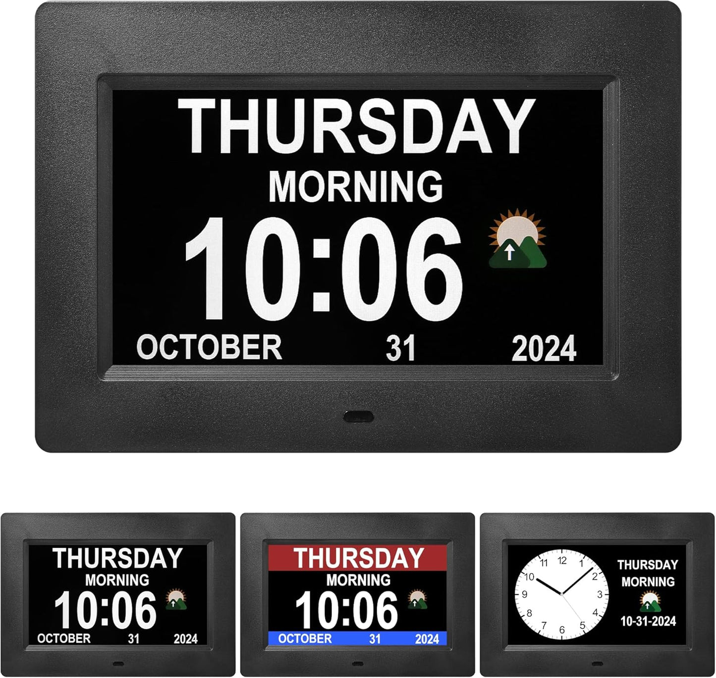 Digital Alarm Clock, Multiple Alarm Clocks Functions,digaital Wall Clock for Seniors, Dementia Clock That Provides Digital Alarms and Electronic Calendar for Seniors. (Black, 7 inches)