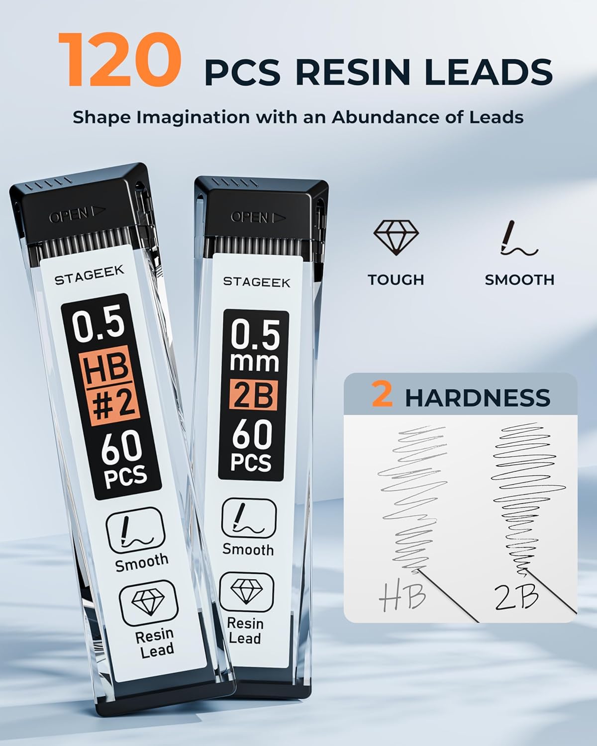 Mechanical Pencils 0.5 with Case, Metal Weatherproof Body Outdoor Artist Mechanical Pencil with 120 PCS HB & 2B Lead Refills, Eraser, for Writing Drafting Drawing and Sketching