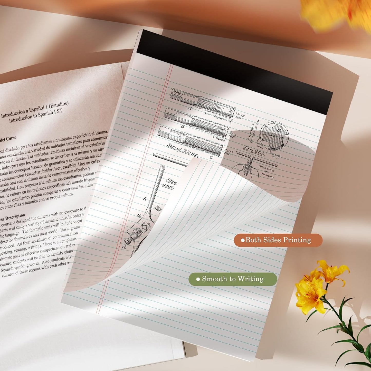 White Legal Pads 8.5 x 11 Writing Note Pads 9/32'' College Ruled & Double-Sided Printing - 30 Sheets Premium Thick Paper - 38 Lines Perforated Notepads 8.5 x 11'' 6 Pack for Office, Homework