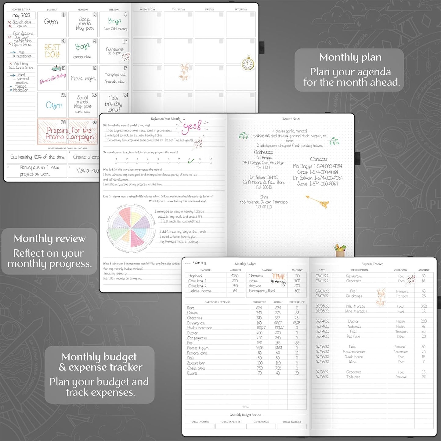 Legend Planner PRO Premium – Large Undated Weekly, Monthly & Budget Planner with Habit Tracker – Life Organizer for Time & Task Management, Goal Setting & Productivity – A4 size (Black)
