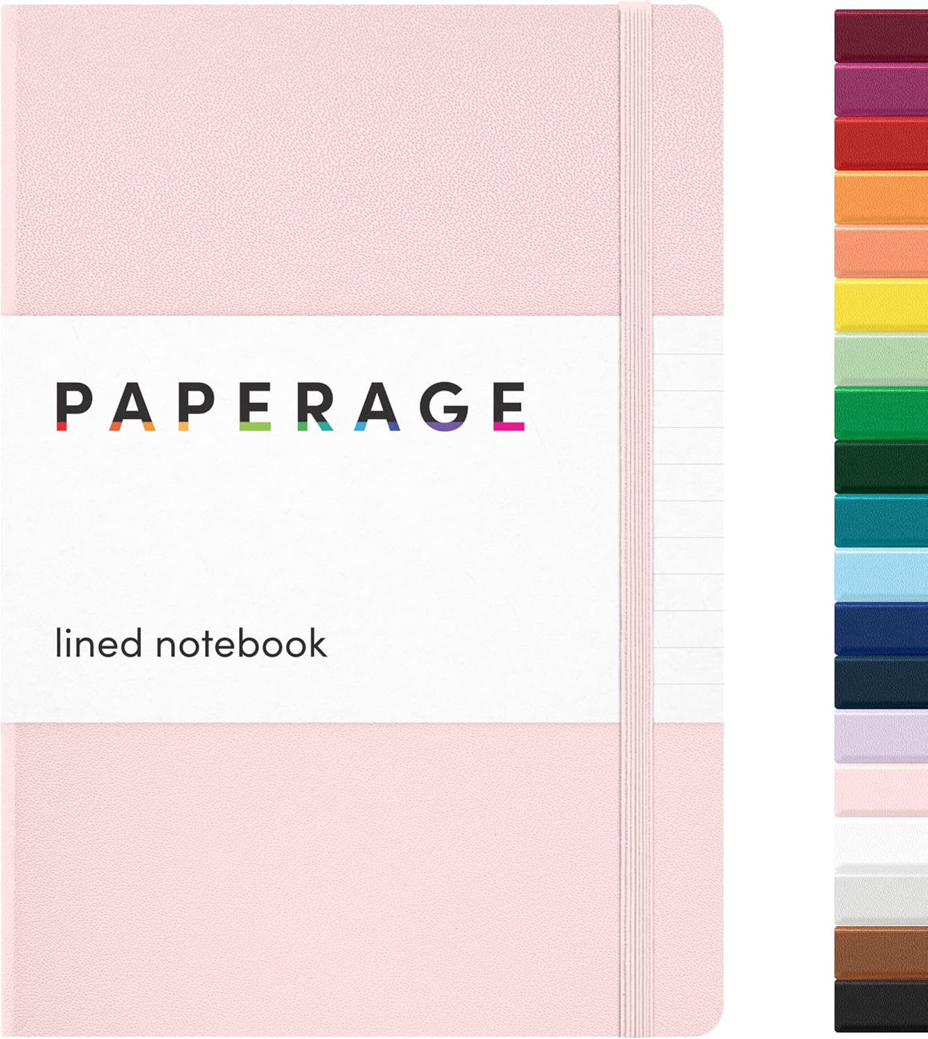 PAPERAGE Lined Journal Notebook, (Blush), 160 Pages, Medium 5.6 in x 8 in - 100 GSM Thick Paper – Hardcover Journaling Notebook for Work, School & Note Taking