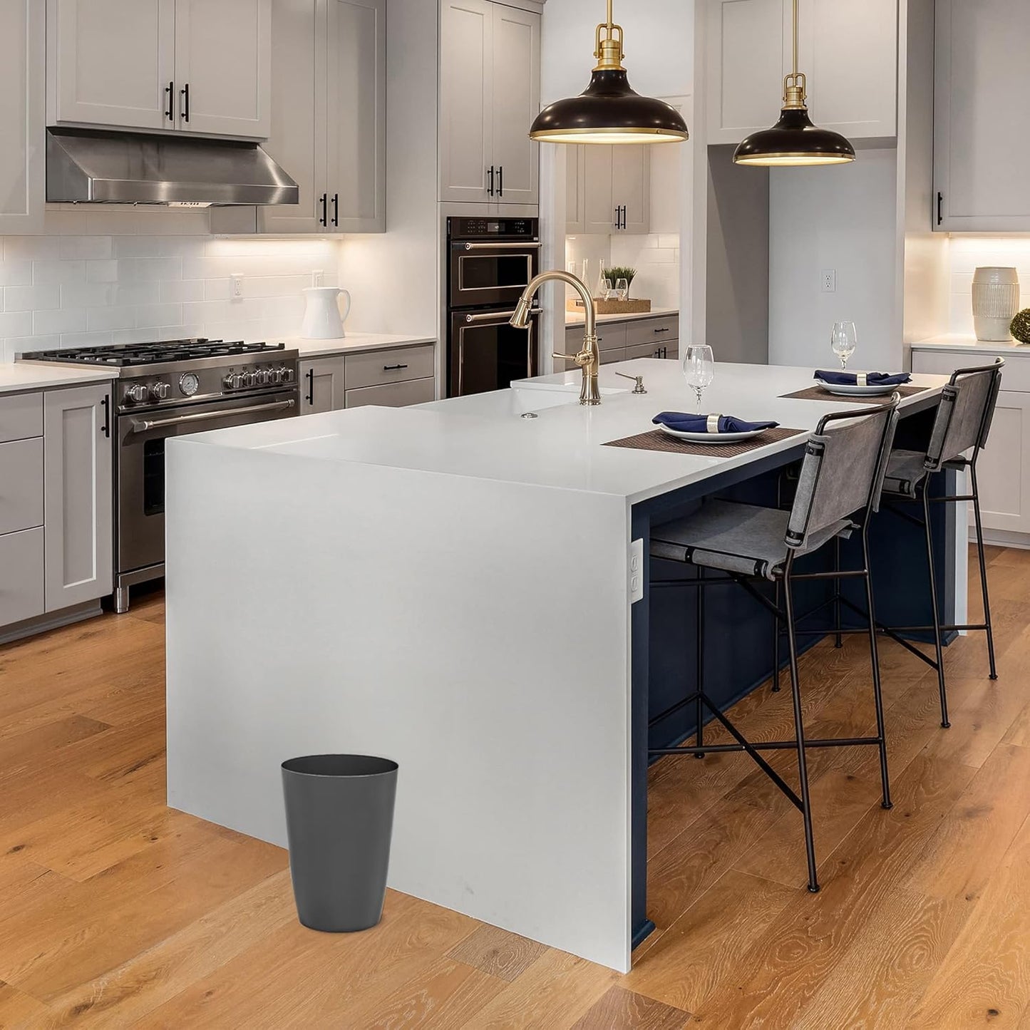 HOLDN’ STORAGE Small Trash Can - 1.58 Gallon Open Top Waste Bin, Compact Waste Can Perfect for Bathroom, Kitchen, Office, Dorm - Durable Garbage Can - Grey