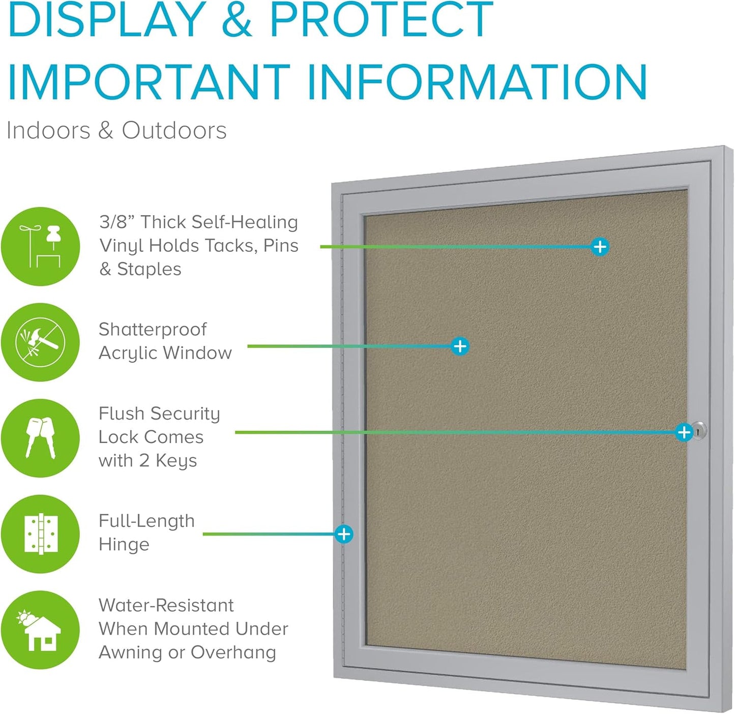 Ghent 36" x 36" 1 Door Outdoor Satin Aluminum Frame Enclosed Vinyl Bulletin Board, Caramel (PA13636VX-181) - Made in USA