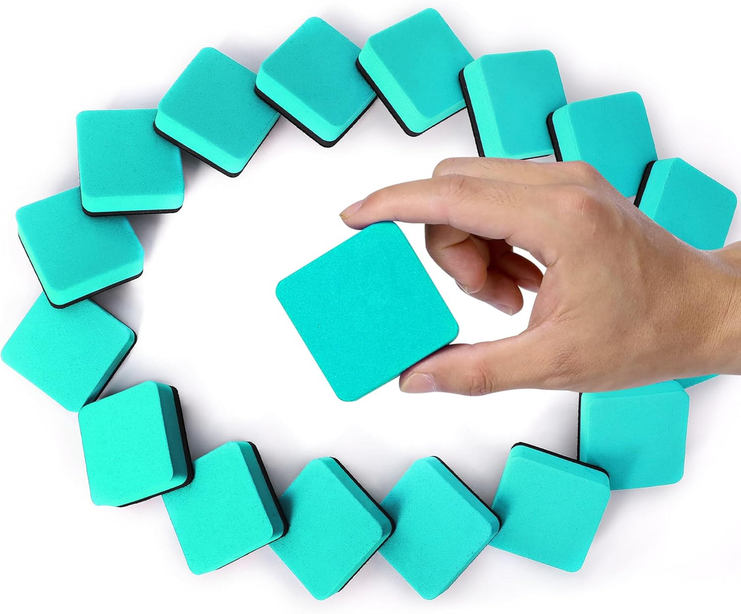 Dry Erase Erasers, 48 Pack Magnetic Whiteboard & Chalkboard Cleansers, Small Magnetic Erasers (Green)