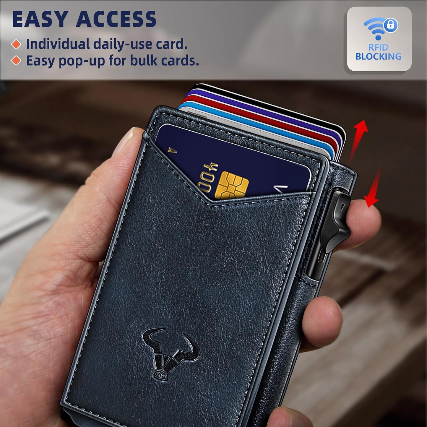 BULLIANT Men Wallet,Money Clip Wallet Slim For Gift Men 9Cards-Metal Credit Card Case in Magnetic Leather Flip