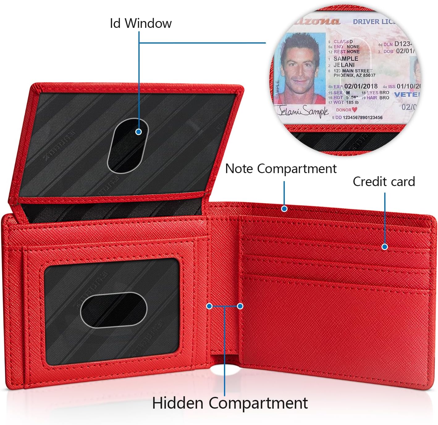 RUNBOX Wallet for Men Slim Rfid Leather 2 ID Window With Gift Box