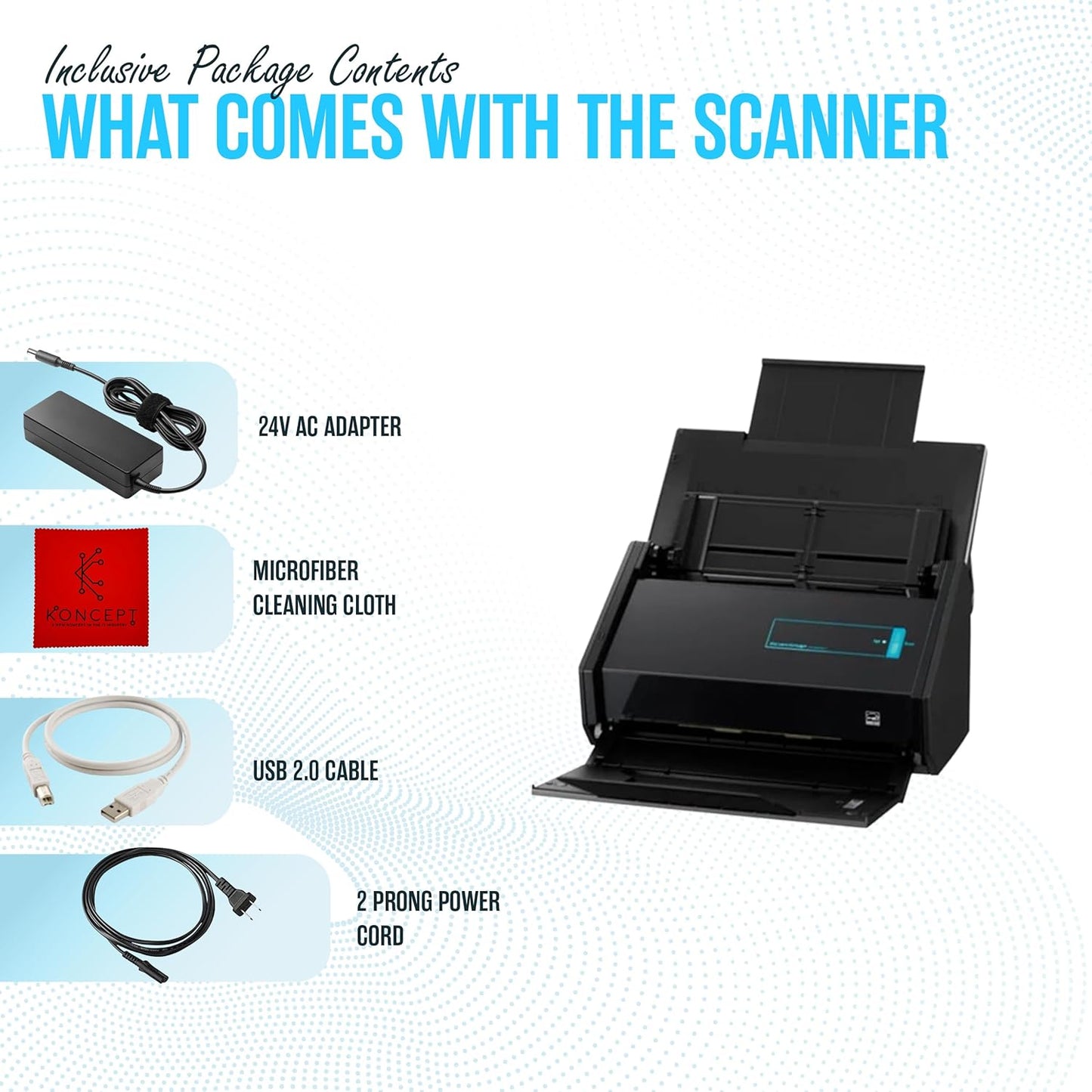 IX500 Fujitsu Scansnap Receipt Scanner for Mac & PC - USB High Speed Cloud Enabled Document, Photo Scanners - ADF with Duplex Scanning - Comes with 16v, USB 3.0 Cable (Renewed)