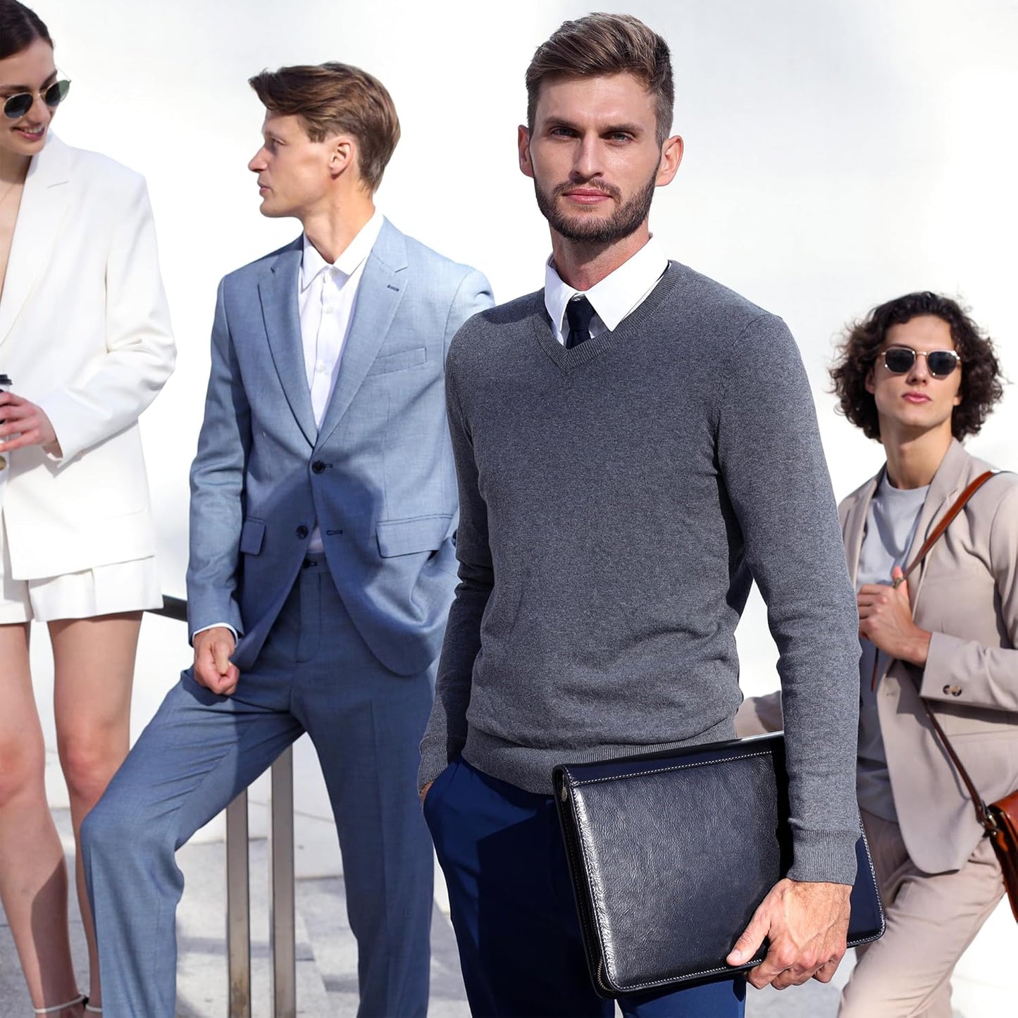 Time Resistance Leather Portfolio - A4 Document Folder - Italian Handcrafted Padfolio Organizer (Black) - Gift Box Included