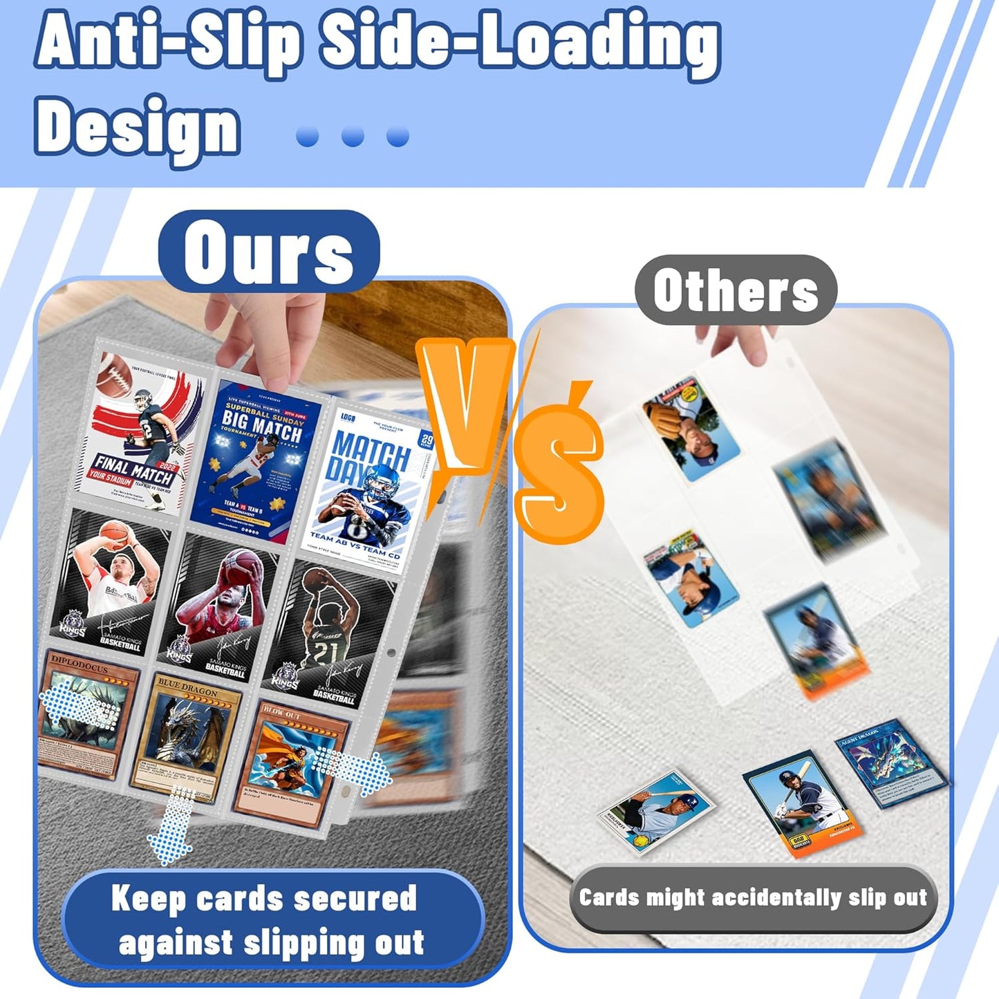 1800 Pocket Trading Card Sleeves - Double-Sided, Clear for 3-Ring Binder, Game, Sports & Business Cards