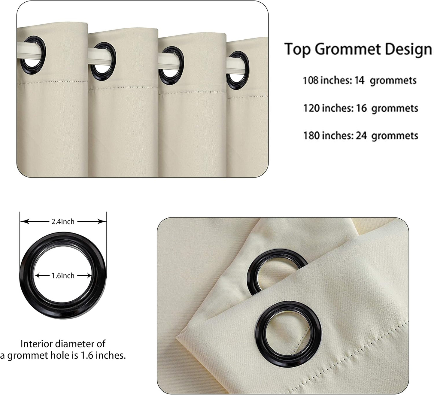 BONZER Room Divider Blackout Curtain Wide Room Darkening Total Privacy Wall Noise Reducing for Bedroom, 84L x 108W Inch (7L x 9W ft), 1 Panel, Cream