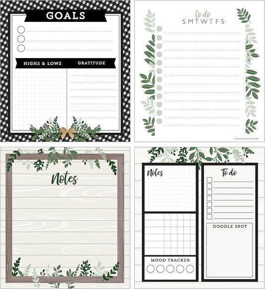 Carson Dellosa Farmhouse Notepad 4-Pack, Note Pads for Goals, To Do List, Checklist, Notes, Sketch Pad, and Classroom Organization Stationary, Desk Accessories and Office Supplies