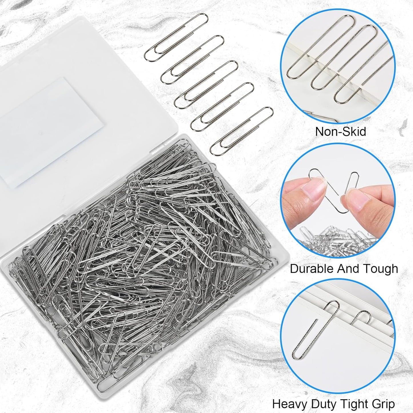 Large Paper Clips Non-Skid, 2 Inch Jumbo PaperClips, 300 Pcs Metal Paper Clips Large,Paperclips Non-Skid Clips for Office&School Supplies.