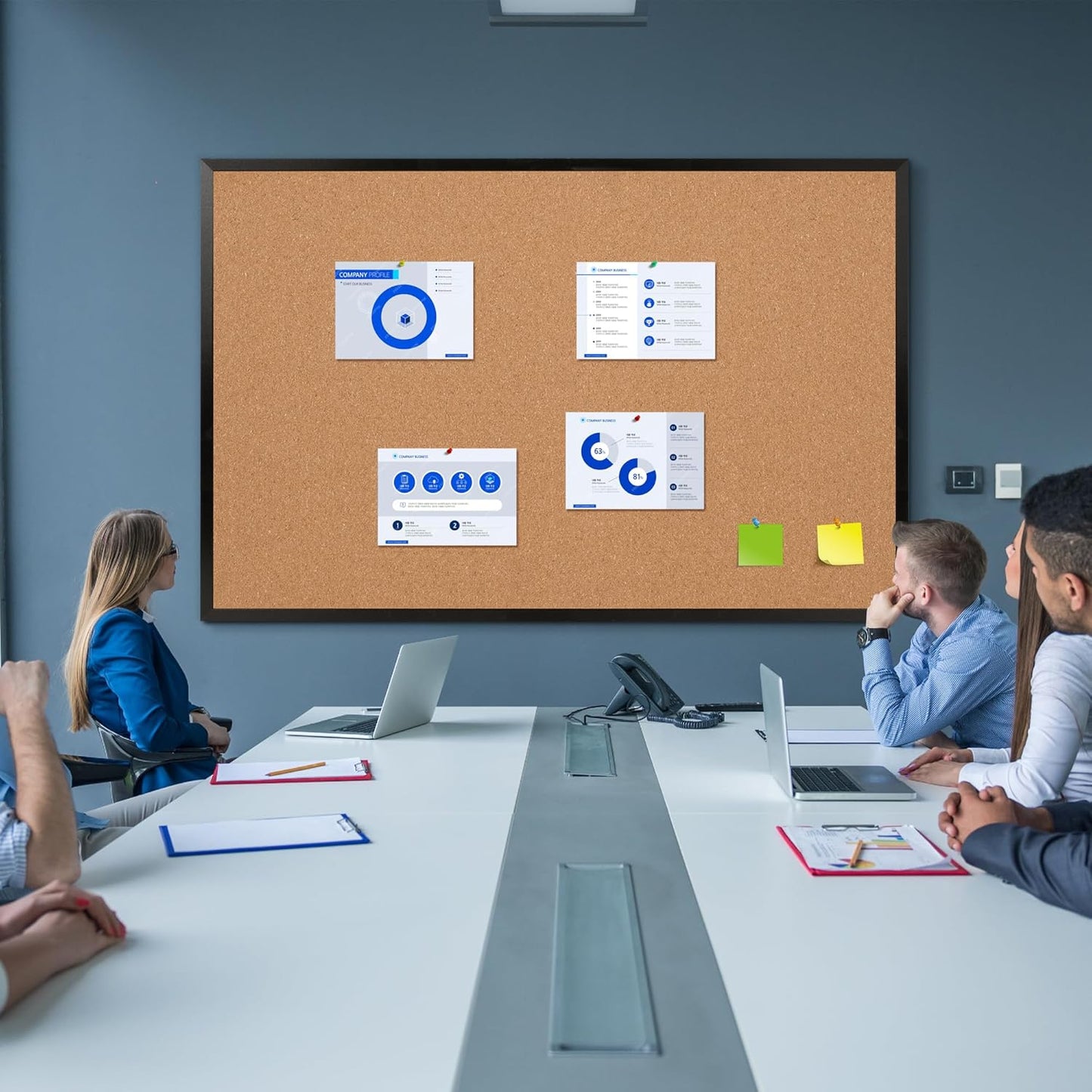 Board2by Extra Large Cork Bulletin Board 60" X 36", Black Wood Framed 5'x3' Corkboard for Wall, Wall Mounted Notice Pin Board with 18 Push Pins for School, Home & Office