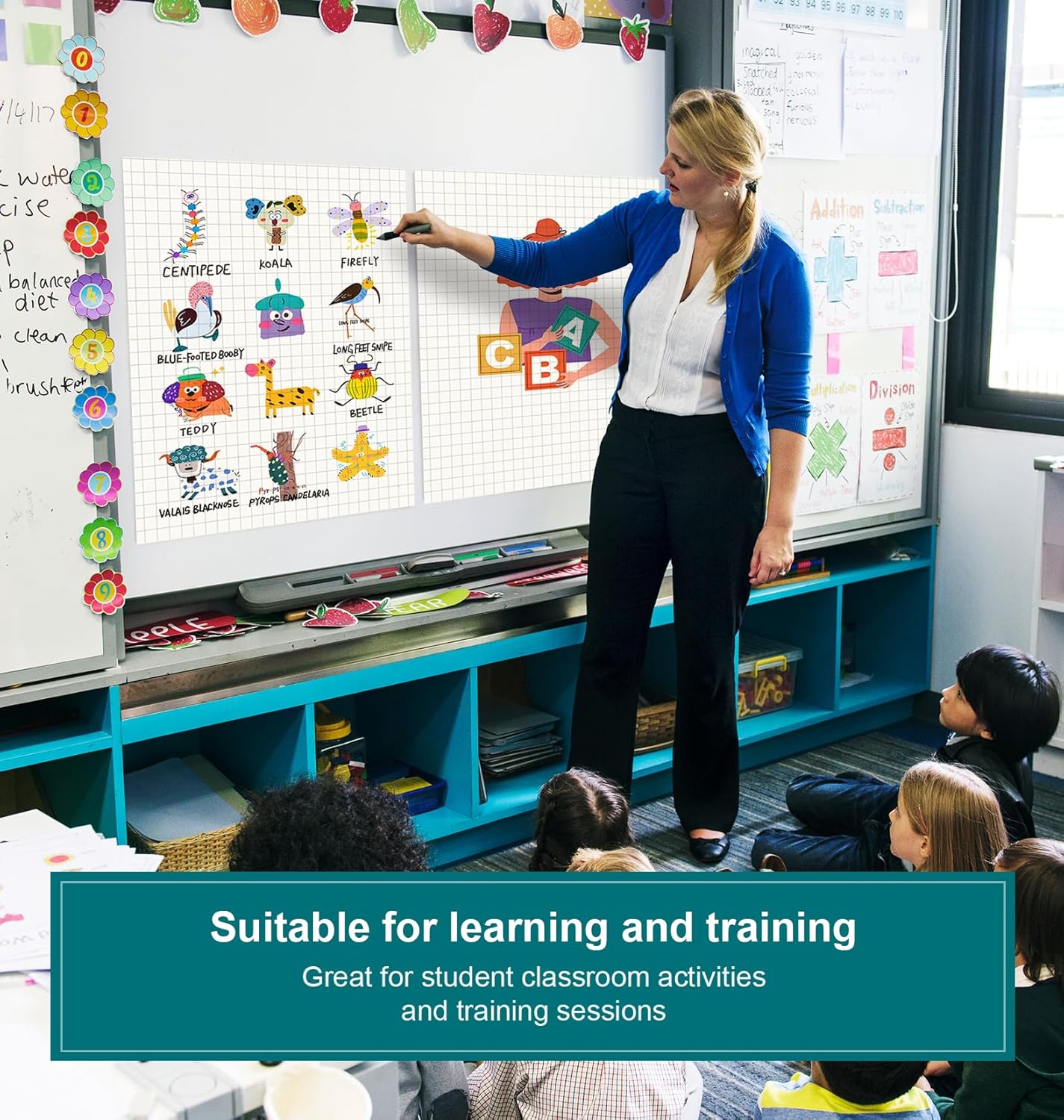 ViVin Grid Sticky Easel Pad, 25 x 30 Inches Flip Chart Paper for Teachers and Students, Large Self Stick Easel Paper for School & Office, 30 Sheets/Pad, 10 Pads/Pack