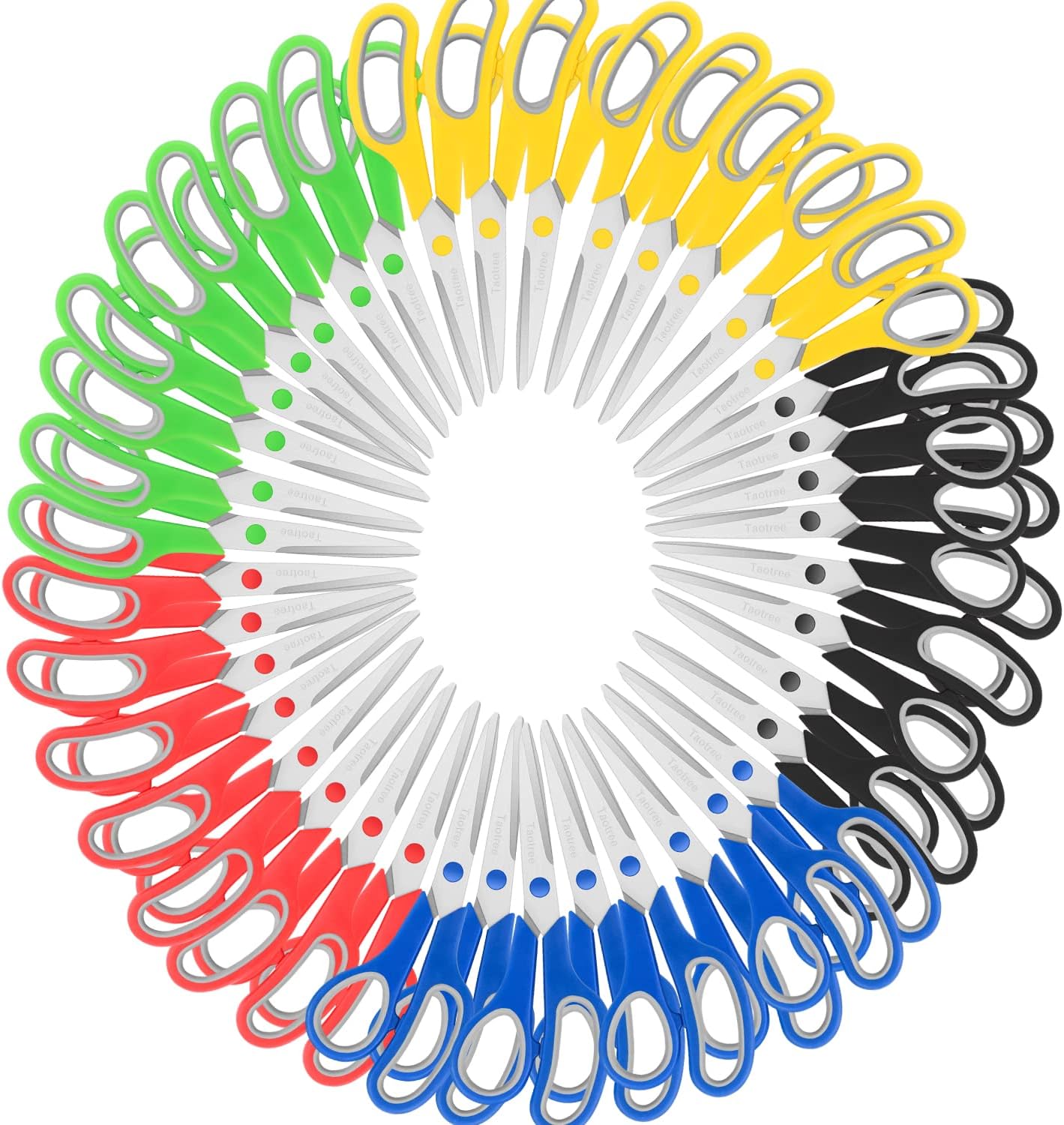 Scissors Bulk 40-Pack, Taotree 8" All Purpose Scissors, Soft Comfort-Grip Stainless Steel Sharp Shears for School Supplies Office Desk Home, Classroom Teacher Sewing Fabric Craft, Right/Left Handed