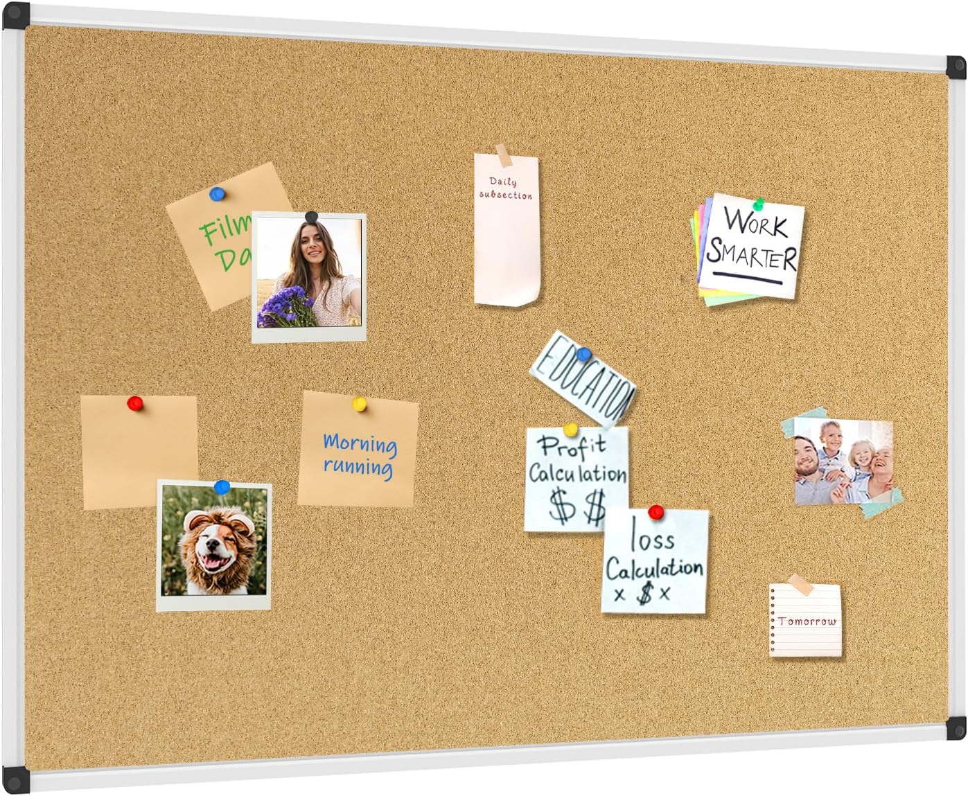 XBoard Cork Board 40 x 30, Notice Cork Bulletin Board Corkboard 4' x 3' with Aluminum Frame and Push Pins for Display