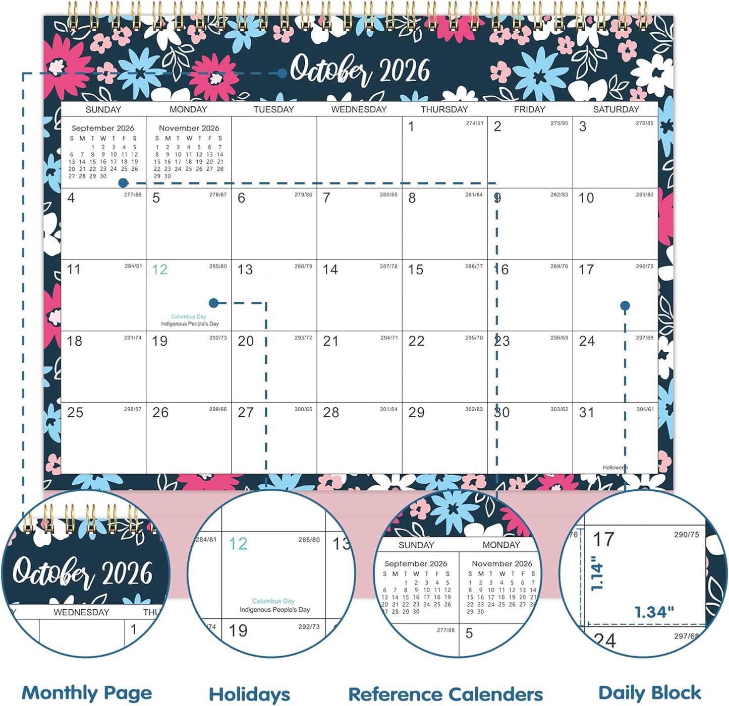 2026 Desk Calendar - Jan. 2026 – Dec. 2026, Standing Flip Calendar 2026, 12 Months Desktop Calendar, 10" x 8.3", Thick Paper, Strong Binding, Stand Up, with Memo Pages ＆ Blank Blocks