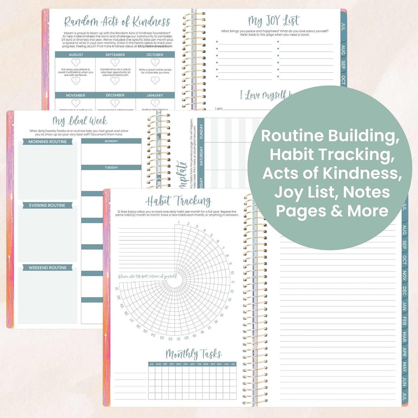 bloom daily planners Academic Planner 2025-2026 (July 2025 - July 2026) - A5 Weekly & Monthly Calendar Agenda Organizer Book with Stickers - 5.5" x 8.25" - Creating A Life I Love