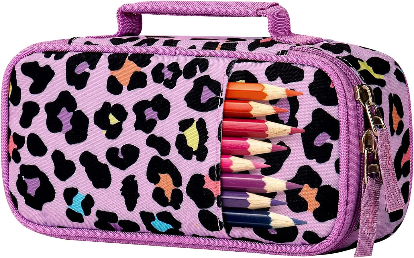 Choco Mocha Cheetah Pencil Case for Girls, Soft Pencil Case Kids Pencils Pouch for Kindergarten Girls, Pink