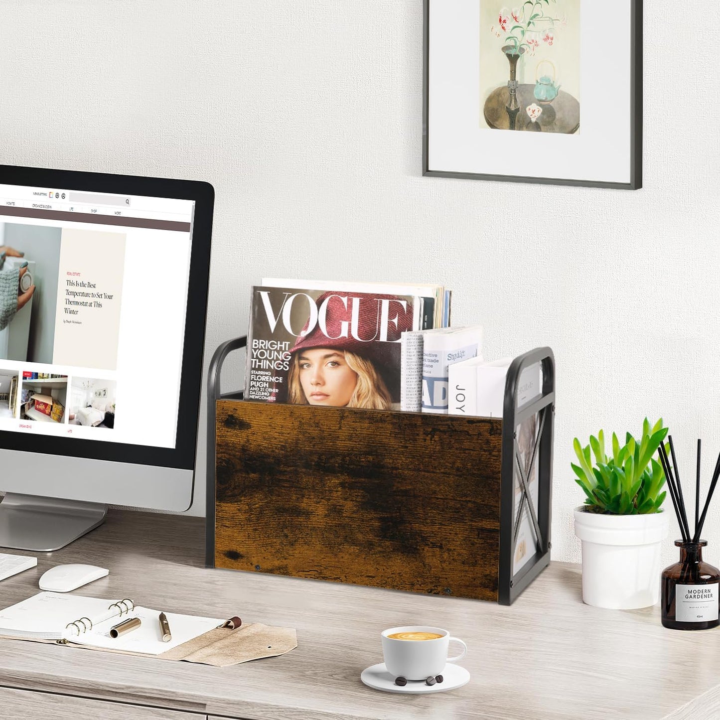 YINMIT Magazine Holder, Magazine Rack Floor, Magazine Storage Basket, Folder Organizer Bin for Books, Newspapers, Tablets