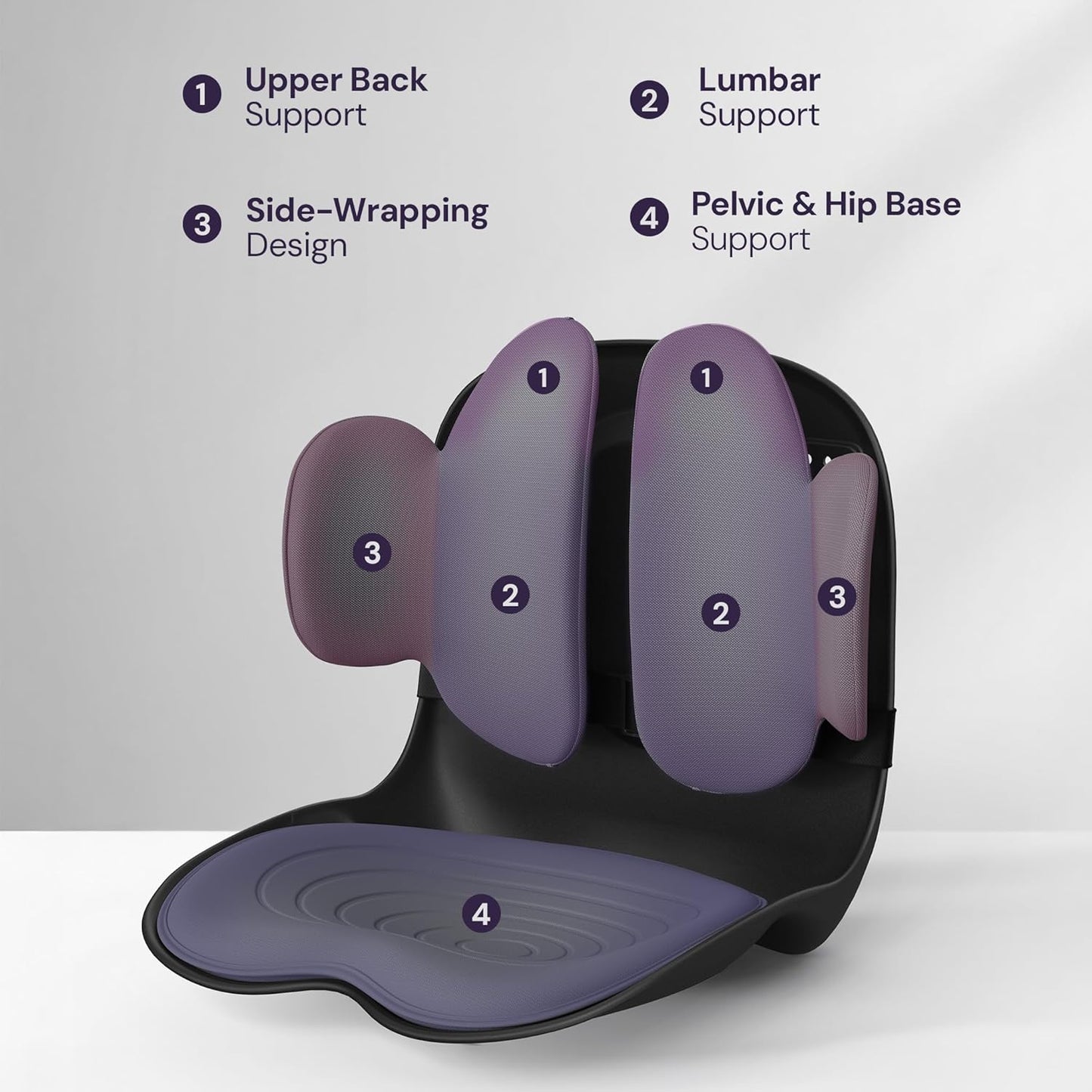 3D Lumbar Support Seat Cushion – Patented Spine Alignment Ergonomic Posture Corrector, Breathable Mesh & EVA Foam, Portable for Home, Office, Meditation, Gaming, Outdoor 16.5" W × 15.7" D