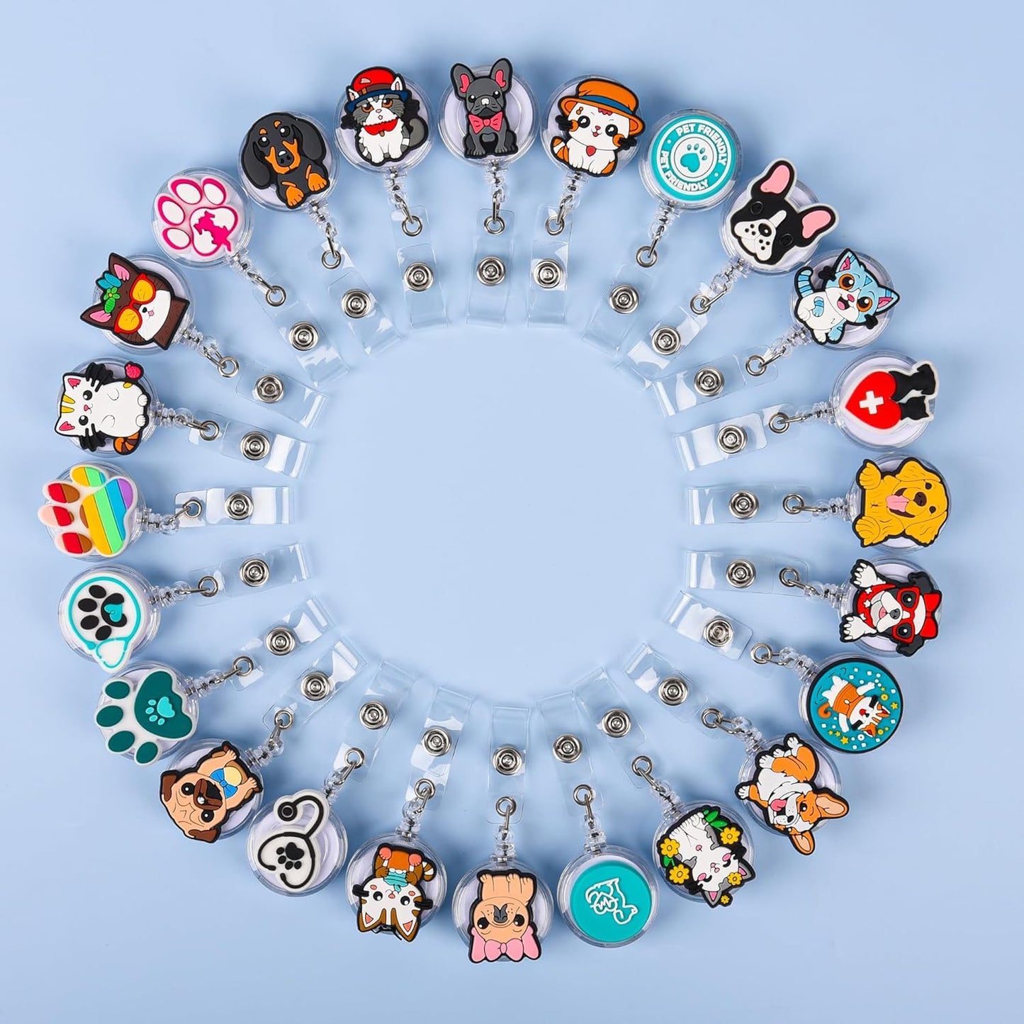 24 Pcs Vet Teach Gifts Cute Badge Reel, Retractable Veterinary ID Badge Holders Vet Teach Accessories for Men Women Vet Tech Week Gifts.