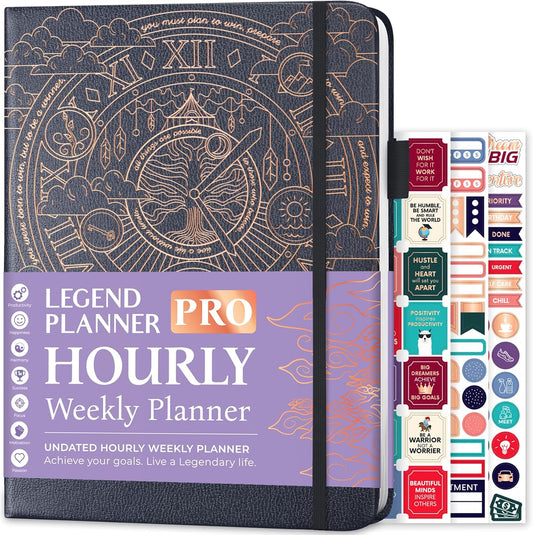Legend Planner PRO Hourly Schedule - Weekly & Daily Organizer with Time Slots. Appointment Book Journal for Work & Personal, A4 (Mystic Grey)
