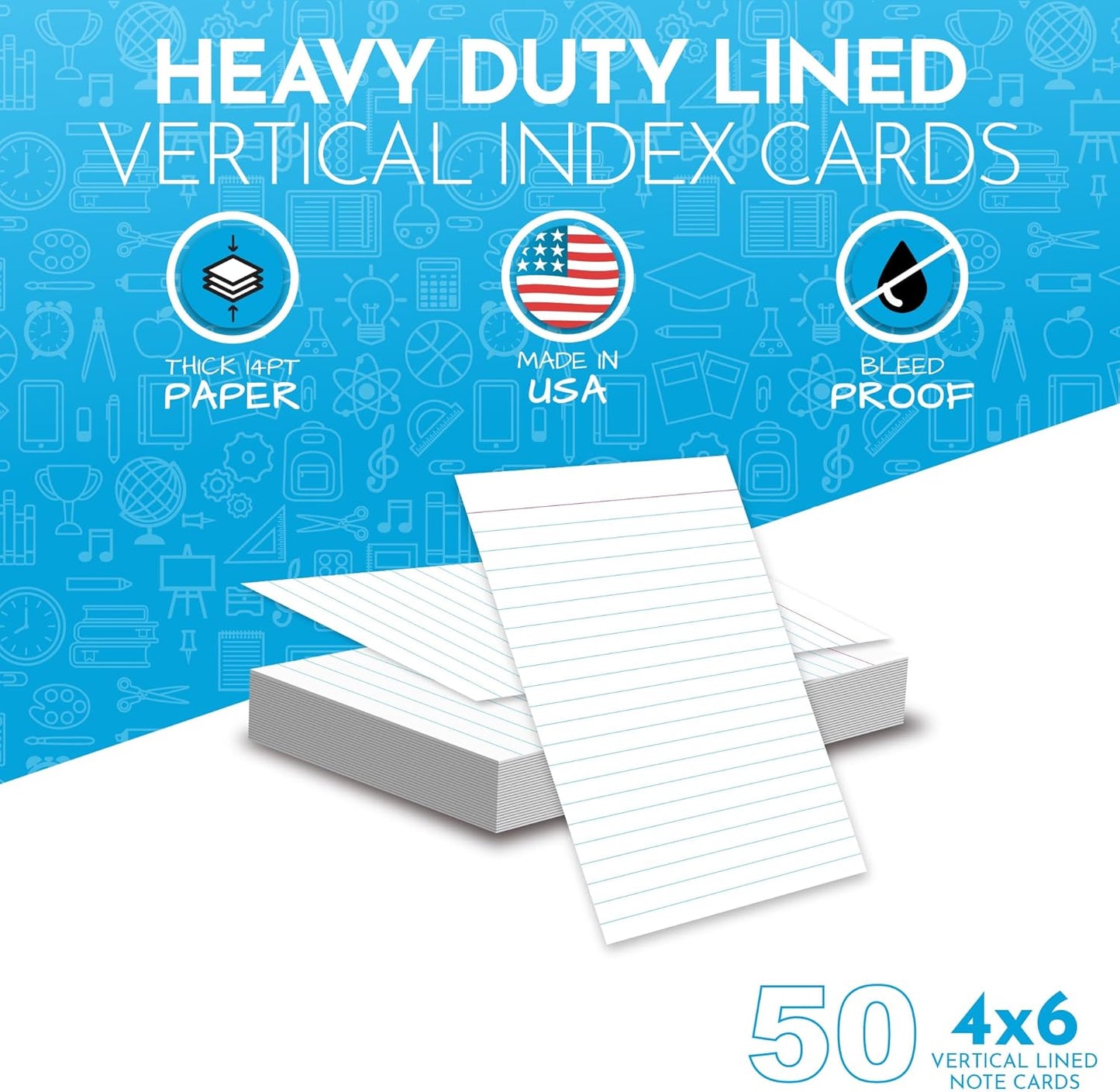 Home Advantage Vertically Ruled White Mini Index Cards, Note Cards (4x6)