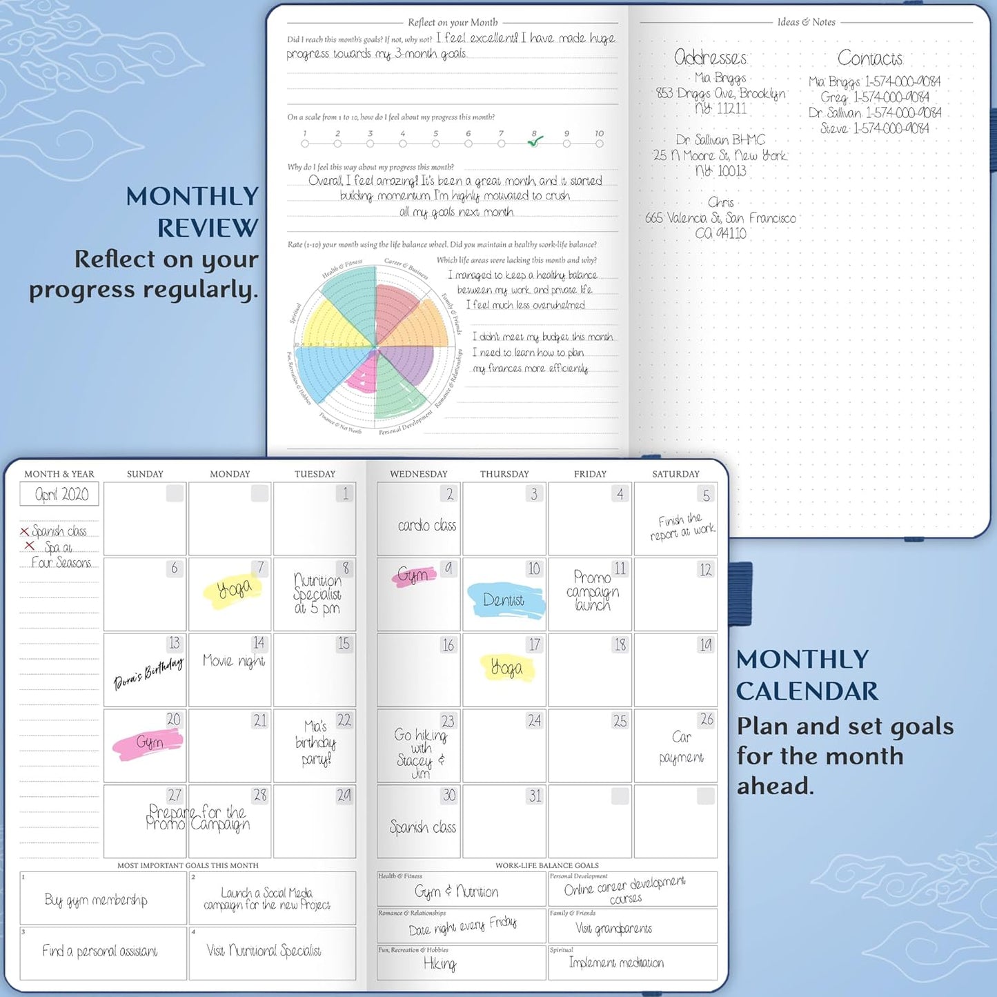 Legend Planner Hourly Schedule Edition – Deluxe Weekly & Daily Organizer with Time Slots. Time Management Appointment Book Journal for Work & Personal Life, Undated, A5 Hardcover – Blue Debossed