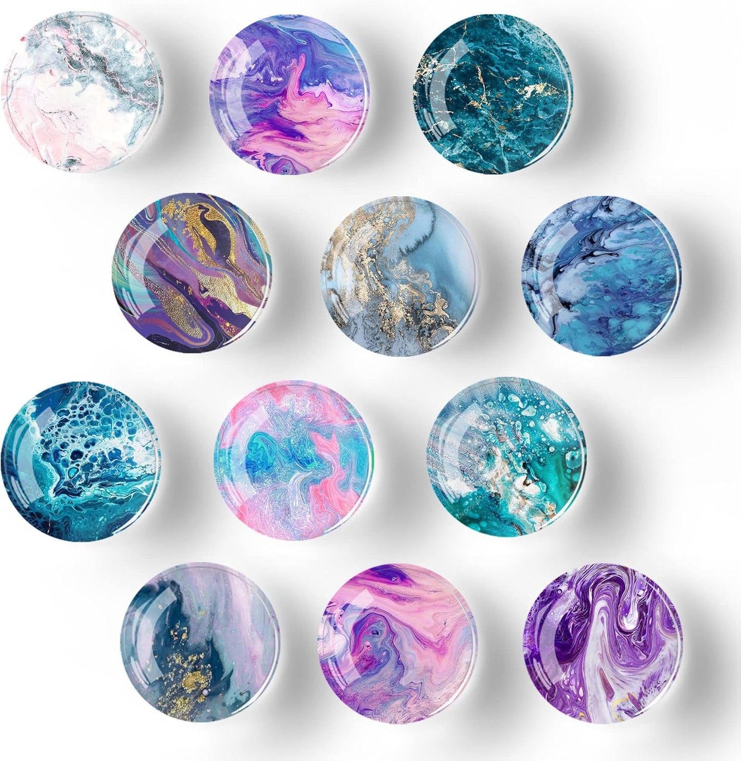 12Pcs Glass Strong Magnetic Refrigerator Magnet Fridge Sticker,Marble Crystal Fridge Magnets Decoration for Crafts,Strong Fridge Magnets for Kitchen, School,Office Whiteboard, Cabinet and Dishwasher