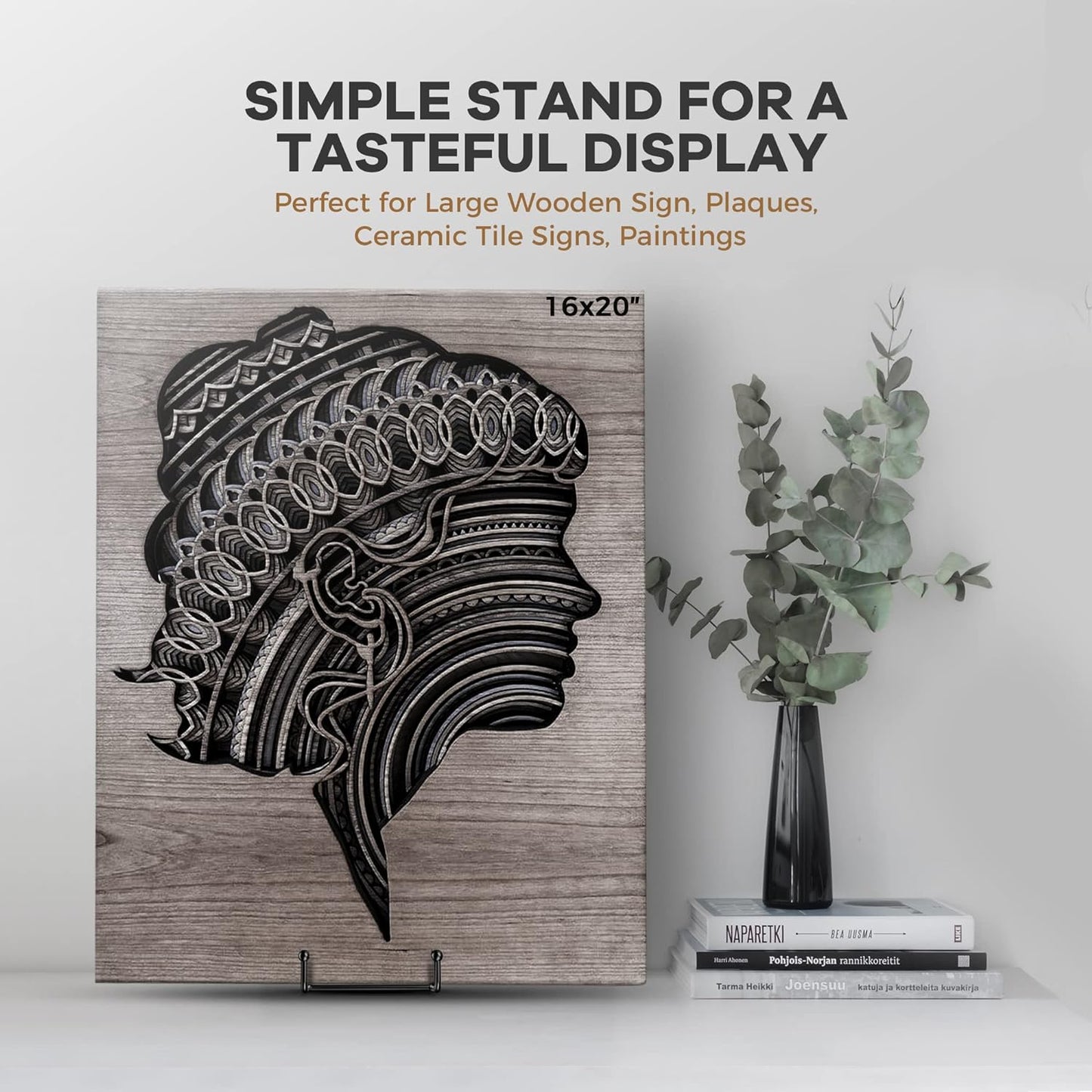 TR-LIFE Plate Stands/Holder for Display, 8 Inch, Large, Metal Frame for Picture, Decorative Platter, Book, Photo Easel (2 Pack)