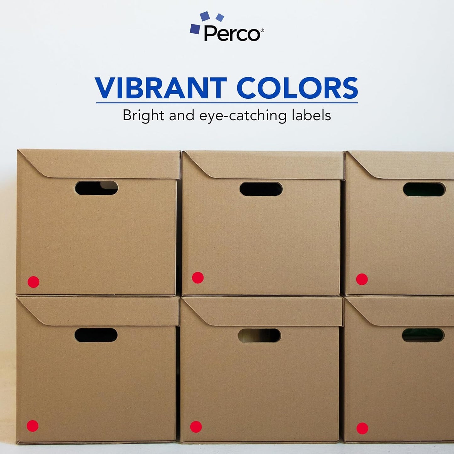 Perco Red 1-Inch Round Circle Dot Sticker Labels - Multi-Roll Pack (3 Rolls, 1,000 Labels Each) - Permanent Adhesive, Vibrant Colors, Strong Hold - Perforated for Easy Use - Made in USA