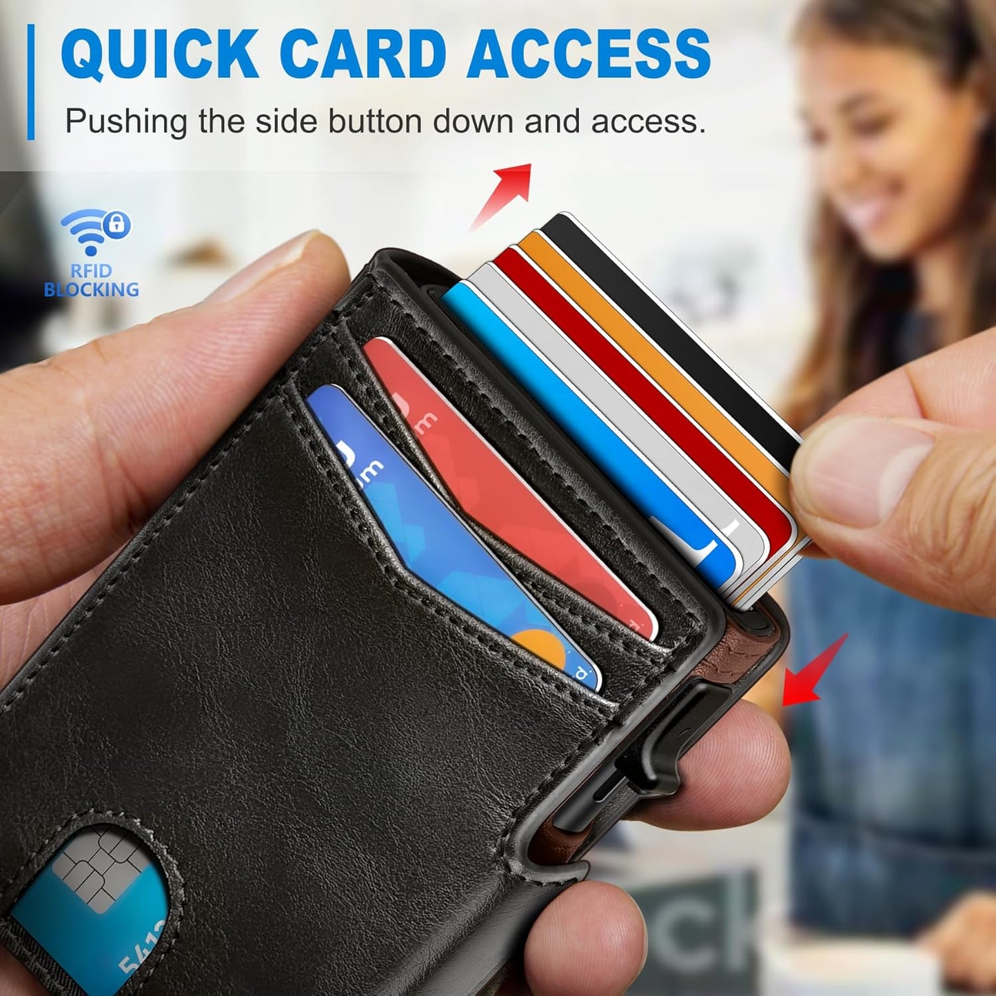 Men Wallet,with Money Clip Coins Pocket ID Window,Slim Front Pocket RFID Blocking Pop-up Card Holder 3.9"x 2.7", Gift Boxed